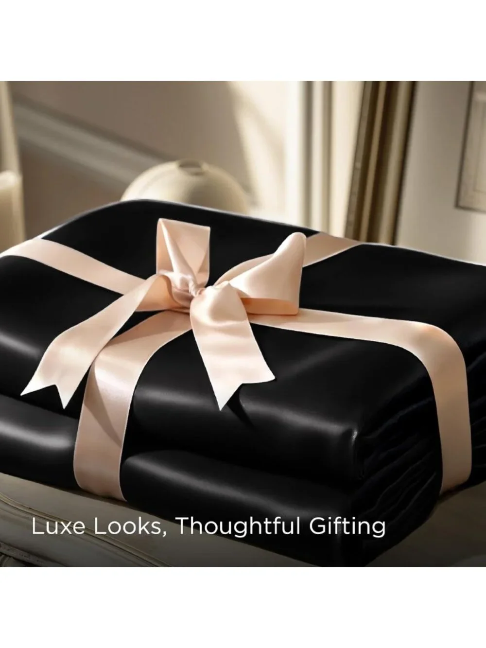 Luxurious Black Satin King Size Sheets - 4 Piece Set with Deep Pocket
